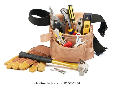 variety of tools with tool belt on white background - Powered by Shutterstock