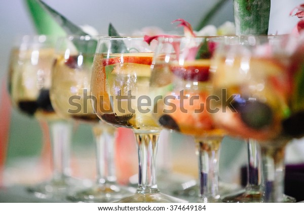 Various Alcoholic Drinks Beverages On Wedding Stock Photo Edit