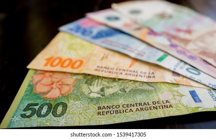 Various banknotes of Argentine peso (ARS), currency of Argentina 