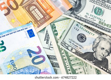 Various banknotes from different countries in world as US Dollar, Euro and Australia dollar concept of exchange, financial, business, and trading. Currency background.