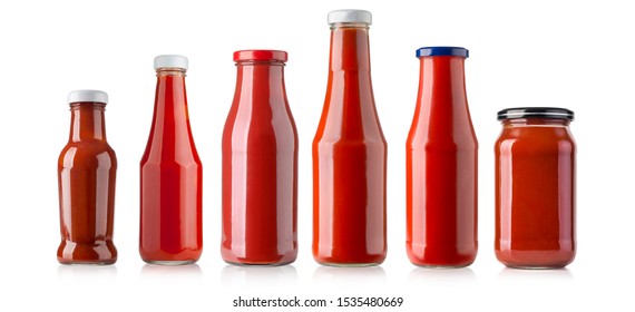 the various barbecue sauces in glass bottles 