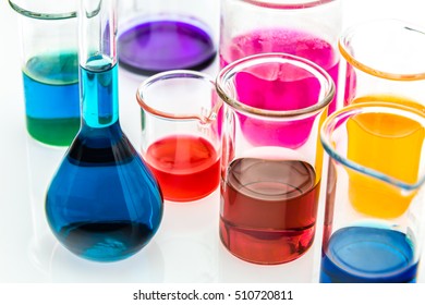 Various Beakers Different Types Indicators Acids Stock Photo 510720811 ...