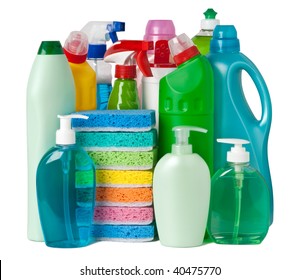 Various Bottles With Cleaning Supplies