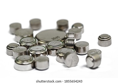 Various Button Cells Against White Background Stock Photo 1855654243 ...