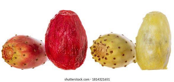 Various cactus fruit, isolated on a white background. - Shutterstock ID 1814321651