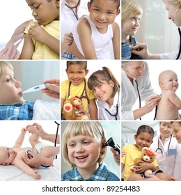 Various Childrens Healthcare Related Images In A Collage