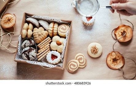 Various Christmas Cookies In A Box