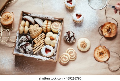 Various Christmas Cookies In A Box