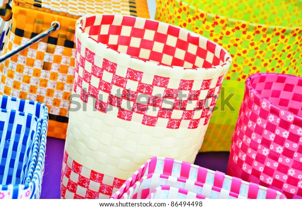 Various Color Plastic Basket Home Decoration Stock Photo Edit Now