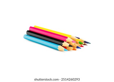 Various colored pencils isolated on white background, Wooden color pencils - Powered by Shutterstock