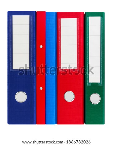 Various colorful file folders isolated against white background