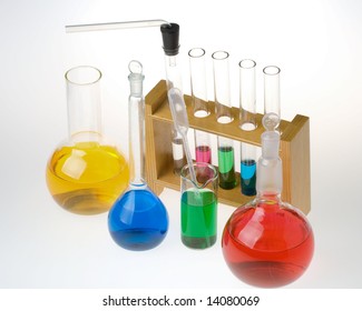 Various Colorful Glass Laboratory Ware On Stock Photo 14080069 ...