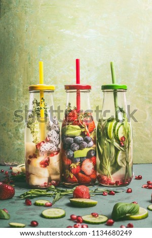 Similar – Image, Stock Photo Bottle with fruit and herbs water