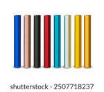 Various colors of relay batons (Tongkat Estafet), isolated white background.