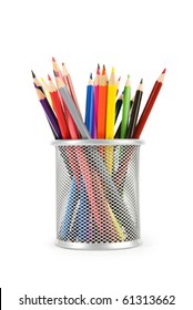 Various Colour Pencils Isolated On The White