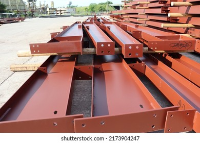 Various Components Such As Columns, Rafters, Purlins, Girts, And Panels For Steel Erection Of Metal Building.