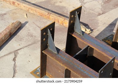 Various Components Such As Columns, Rafters, Purlins, Girts, And Panels For Steel Erection Of Metal Building.