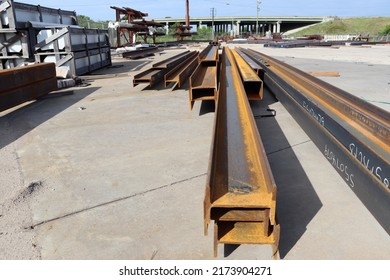 Various Components Such As Columns, Rafters, Purlins, Girts, And Panels For Steel Erection Of Metal Building.