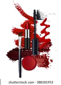 Various Cosmetic Red Fashion Theme