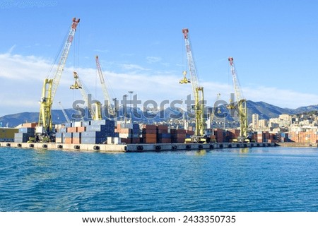 Various cranes in the port of Genoa, in Liguria, Italy
