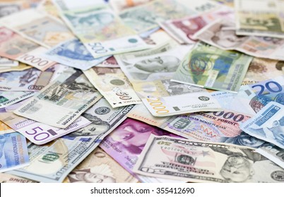 Various Currencies On The Table