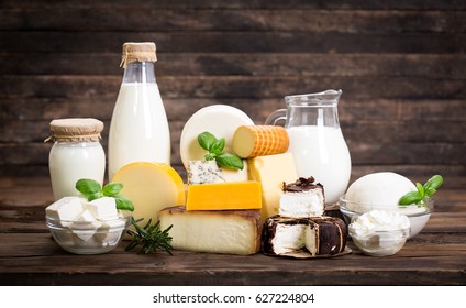 Various dairy products - Shutterstock ID 627224804