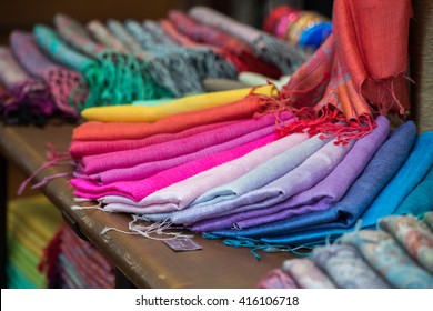 Various Different Colors Silk Fabric Cloth Stock Photo 416106718 ...