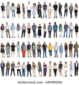 Various Of Diversity People Full Body Standing With Smiling On Background