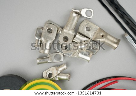 Various electrical components, lugs, terminals, ferrules, electricity industrial