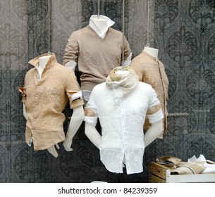 Various Fashionable Men's Shirt In Shop Window