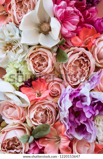 Various Flowers Pastel Colors Background 스톡 사진(지금 편집 ...