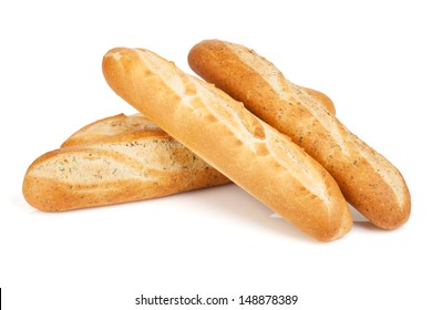 Various of french baguette. Isolated on white background