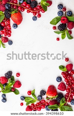 Various fresh summer berries. Top view