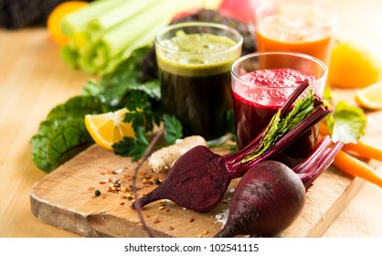 Various Freshly Squeezed Vegetable Juices for Fasting