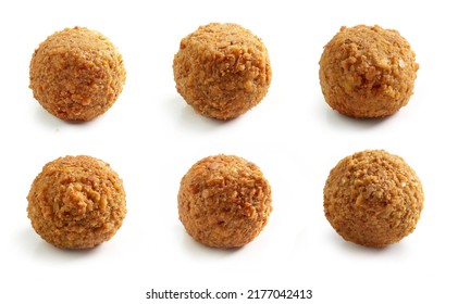 Various Fried Falafel Balls On White Background