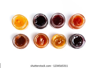 Various fruit marmalade jams in jars top view - Powered by Shutterstock