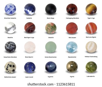 Various Gemstone Beads Names Isolated On Stock Photo 1123615811 ...
