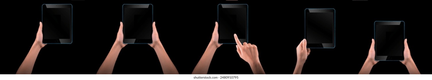 Various hand gestures are demonstrated, such as pointing, counting, thumbs updown, against a black backdrop