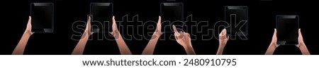 Various hand gestures are demonstrated, such as pointing, counting, thumbs updown, against a black backdrop