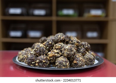 Various handmade food items made out of nuts and chocolate - Shutterstock ID 2234013771