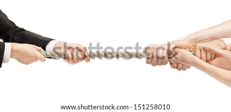 Various hands during tug war