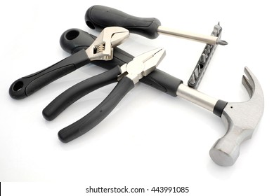 Various Home Tools On White Background