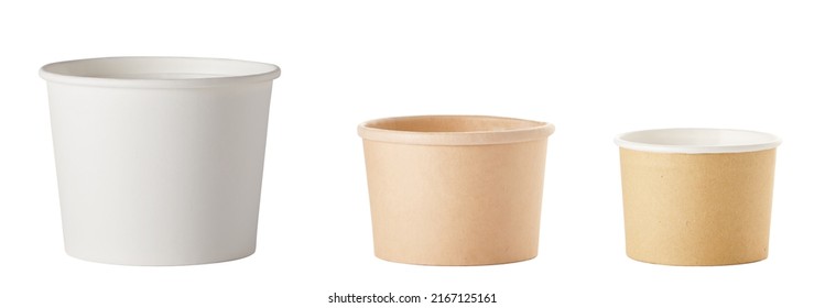 Various ice cream paper cup isolated on white