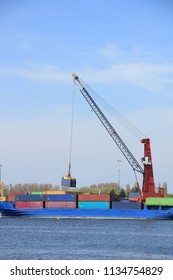 Various intermodal containers at a terminal