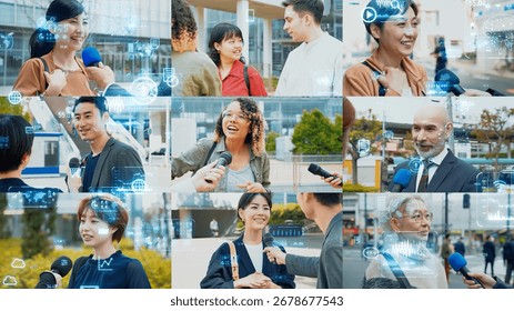 Various interview scenes and digital technology