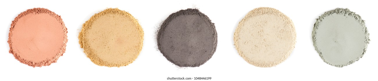 Various Kinds Of Cosmetic Clay On The White Background