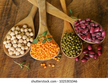 Various Kinds Of Legumes - Beans, Lentils, Chickpeas, Mung Beans