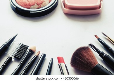 Various Makeup Products On White Background Stock Photo 460300066 ...