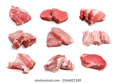 Varios tipos carne sobre