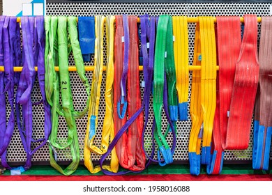various multi color such as red green yellow blue purple violet gray brown of flat webbing sling or polyester belt for lift and move heavy workpiece or etc in industrial